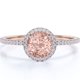 thumbnail image 1 of JeenMata Anillo de Compromiso de 1,50 Quilates con Halo de Diamantes y Morganita de Talla Redonda en Oro Rosa Macizo de 10 K, 1 of 6