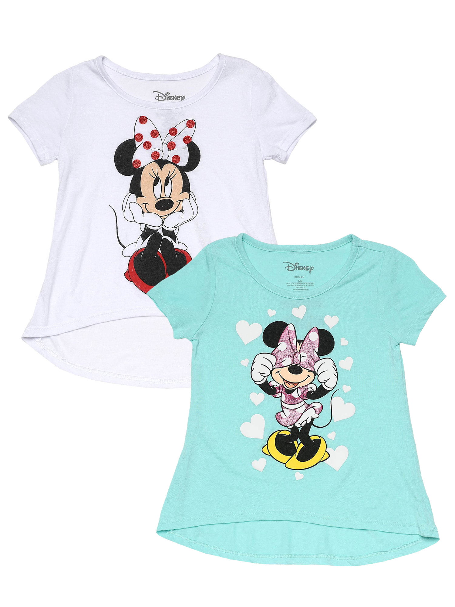 Little Girls Disney Minnie Mouse Sitting Lightweight High-Low T-Shirt White