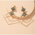 thumbnail image 3 of Clip on 2 3/4" gold and gray double square dangle earrings, 3 of 4