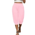 thumbnail image 3 of Plus Size Women's Plus Size Loose Fit Elastic Waist Pleated Casual Pants with Pockets, Dressy Trousers for Business Casual Office Summer, Mid Waisted Capri Pants for Women, 3 of 9