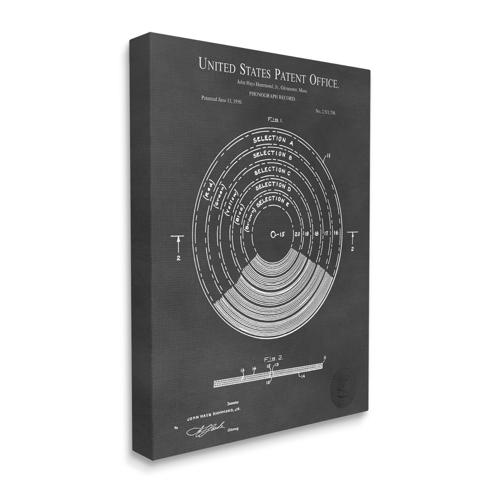 Stupell Industries Vintage Style Photograph Record Patent Blueprint Diagram Canvas Wall Art, 24 x 30, Design by Karl Hronek