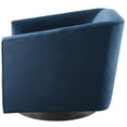 thumbnail image 3 of Contemporary Modern Urban Designer Living Room Lounge Club Lobby Accent Side Chair, Velvet Fabric, Navy Blue, 3 of 7
