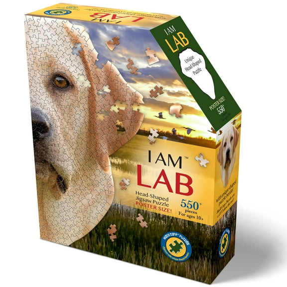 I Am Lab 550 Piece Dog Shaped Jigsaw Puzzle, 28x30" Finished Size