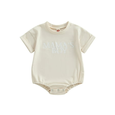 

Baby Boy Romper Short Sleeve Crew Neck Letters Print Summer Bodysuit Clothes for Casual Daily