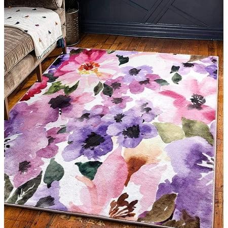 Modern Fl Area Rugs 3x5 Faux Wool, Area Rugs With Purple Accents