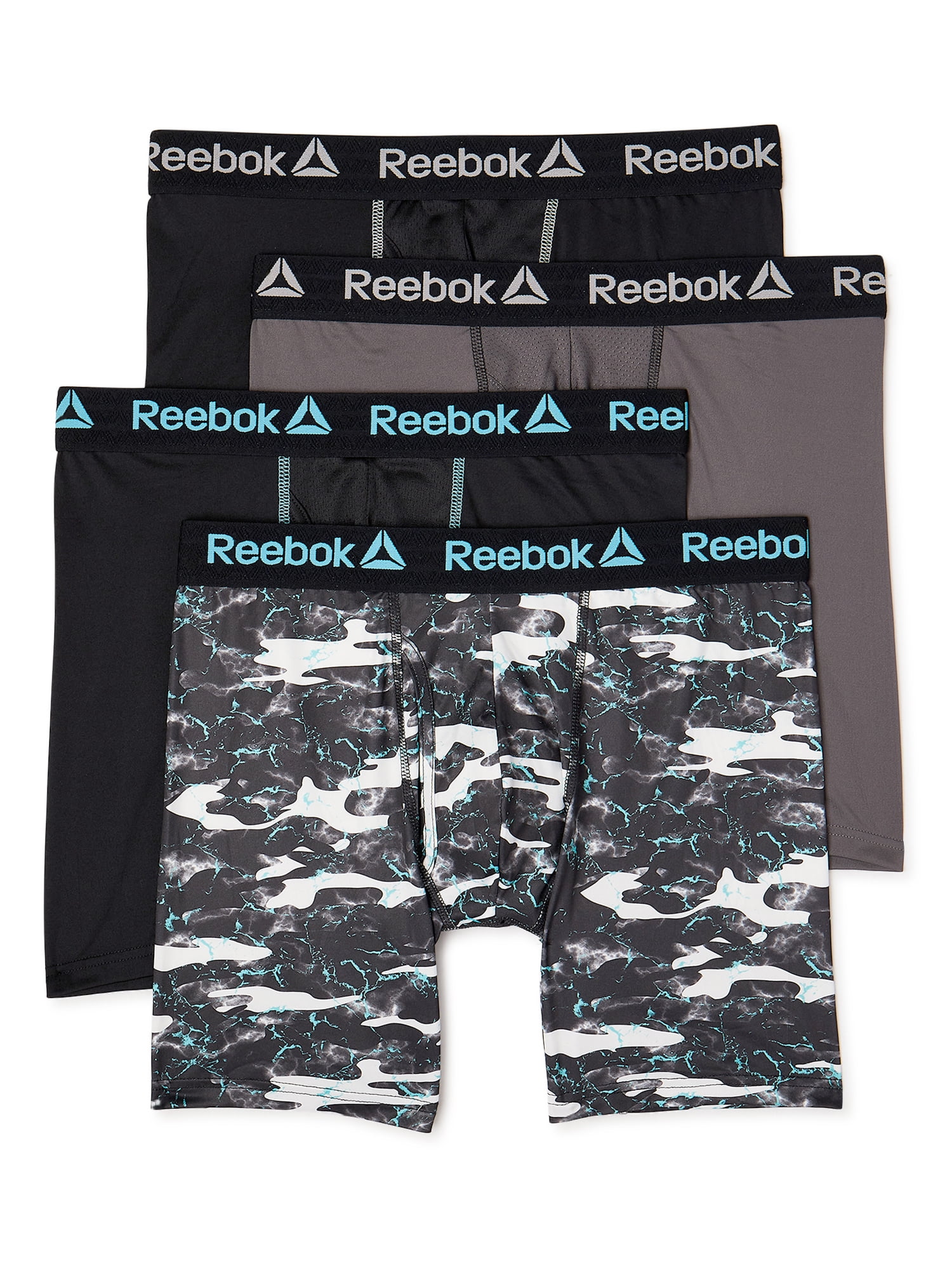 Reebok Men/'s Underwear Performance Boxer Briefs with Fly Pouch 4 Pack Blacks XL