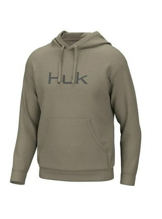 HUK MEN Huk'd Up Logo Stretch Fleece Fishing Hoodie - Harbor Mist