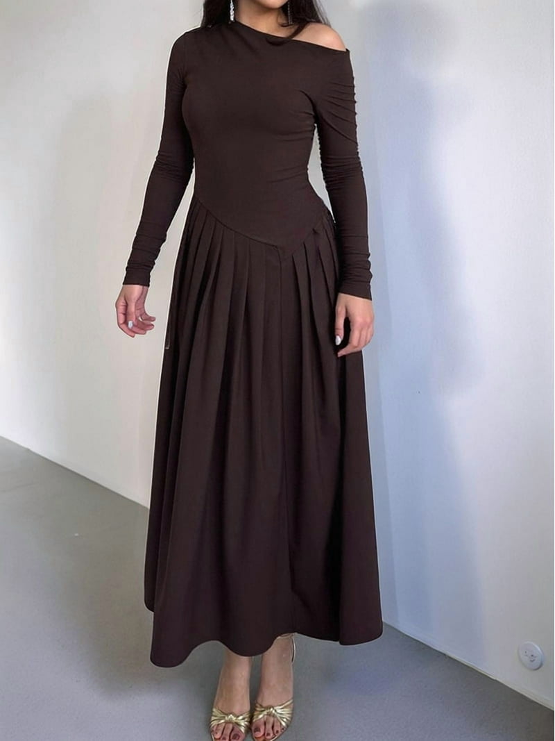 brown midi dress wedding guest Dresses this gown flatters the figure while offering a sophisticated touch for weddings and formal occasions Women'S Fall Long Sleeve Wedding
