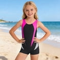 thumbnail image 2 of FINALGANG Girls One Piece Swimsuit Kids Color Block Sleeveless Crewneck Stretchy Athletic Bathing Suit For Training Pool And Beach Activities Black 5-6 Y, 2 of 5