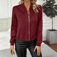 thumbnail image 6 of Ladies Casual Jacket Baeitkot Ladies Fashionable Short Zipper Women Jacket Solid Color Jacket Casual Jacket Wine S, 6 of 9