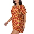 thumbnail image 4 of Lafuoo Pizza Pattern Women's Round Neck Short Sleeve Pajamas Set, Button Pajamas Elastic Band Pajamas Home Wear-X-Large, 4 of 7