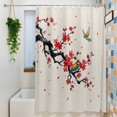 thumbnail image 3 of Red Spring Floral Small Stall Shower Curtain, Waterproof Shower Curtains for Bathroom, Birds Branches Watercolor Flowers Rustic Washable Fabric Bath Curtain for Bathtub with Hooks 36x72 Inches, 3 of 9