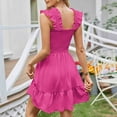 thumbnail image 4 of USSUMA Spring Dresses for Women 2025 Summer Dress Sleeveless Square Neck Casual Ruffle Pleated Maxi Dress Casual Dress Breathable Dress Meeting Reduced Price Hot Pink Dress Size-L, 4 of 4