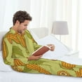 thumbnail image 6 of Picia Corn Pattern Men’s Long-Sleeve Sleepwear Set - Soft 2-Piece Loungewear with Pockets, Comfy PJs for Relaxing Nights-Small, 6 of 7