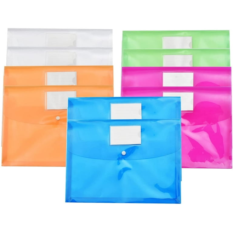 2pcs Plastic Envelopes With Snap Closure, A4 Letter Size, Plastic