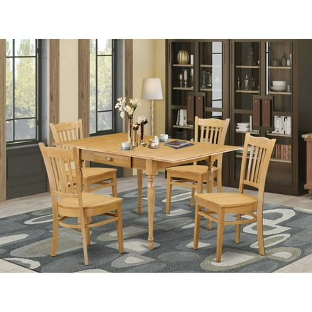 East West Furniture Dining Room Set Oak MZGR5-OAK-W