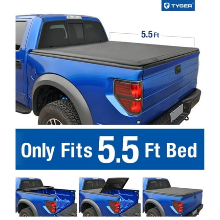 TYGER TG-BC3F1019 Tri-Fold Pickup Tonneau Cover Fit 09-14 Ford F-150 (NOT Raptor Series) w/o Utility Track 5.5 feet (66 inch) Trifold Truck Cargo Bed Tonno Cover (NOT For Stepside) 2010 2011 2012 (Best Pickup Bed Covers)