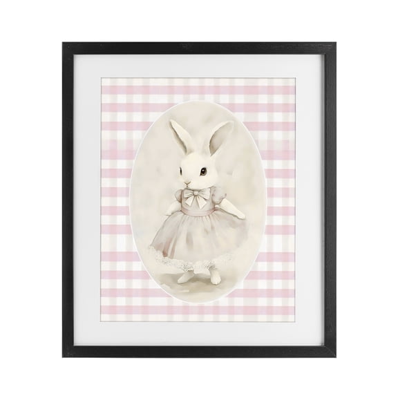 Stupell Industries Sweet Pink Girl Bunny Black Framed Print Under Glass, design by Arlington Prints
