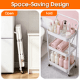 thumbnail image 4 of 3 Tier Folding Rolling Cart, Folding Utility Cart with Lockable Wheels and Handle, Mobile Foldable Storage Cart Organizer for Kitchen, Bathroom, Office, Living Room, 4 of 7
