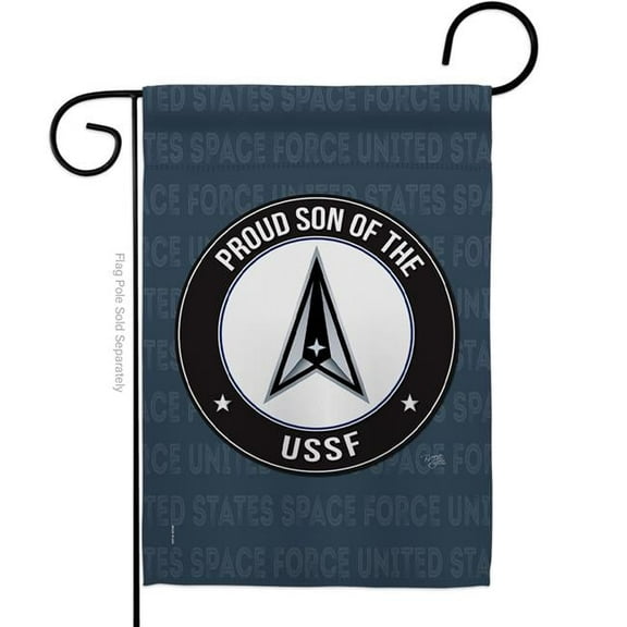 Breeze Decor G158594-BO Proud Son USSF Garden Flag Armed Forces Space Force 13 x 18.5 in. Double-Sided Decorative Vertical Flags for House Decoration Banner Yard Gift