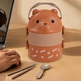 thumbnail image 1 of Glasses Bear Lunch Box Set,Double Layer Divided Bento Storage Container,Microwave Safe Leakproof Meal Box,Portable Student Office Lunch Carrier,Large Capacity Cutlery Handle Lunch Kit, 1 of 6