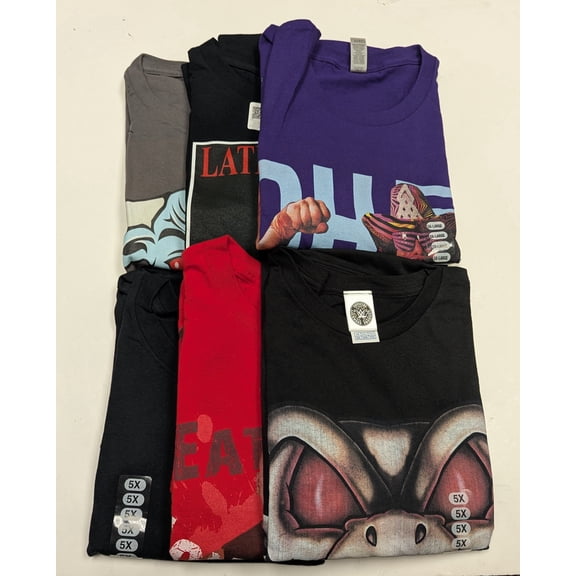 6 Men Size 5XL WWE T-shirts Cena Orton Undertaker The Rock Lot 1