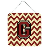 Letter G Chevron Maroon and Gold Wall or Door Hanging Prints