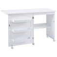 thumbnail image 4 of Finihen Folding Swing Craft Table Storage Shelves Cabinet, Small Home Office Desk Study Writing Table, White, 4 of 11