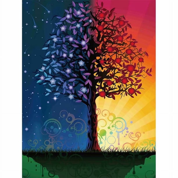 Pintura de diamante 5D árbol yin y yang pintura de diamante para sala de estar llena de diamantes pintura de diamante aplicada a mano punto de cruz árbol yin-yang (30*40) Sailing Electrónica