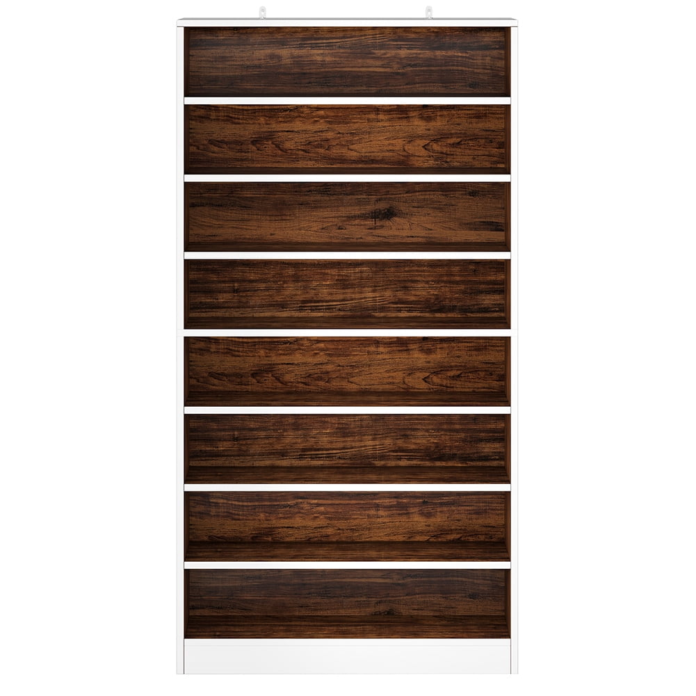 Hommoo Modern Wood Freestanding Shoe Cabinet, 8 Tiers 40-45 Pairs Shoe Storage Rack Organizer for Entryway, White & Brown