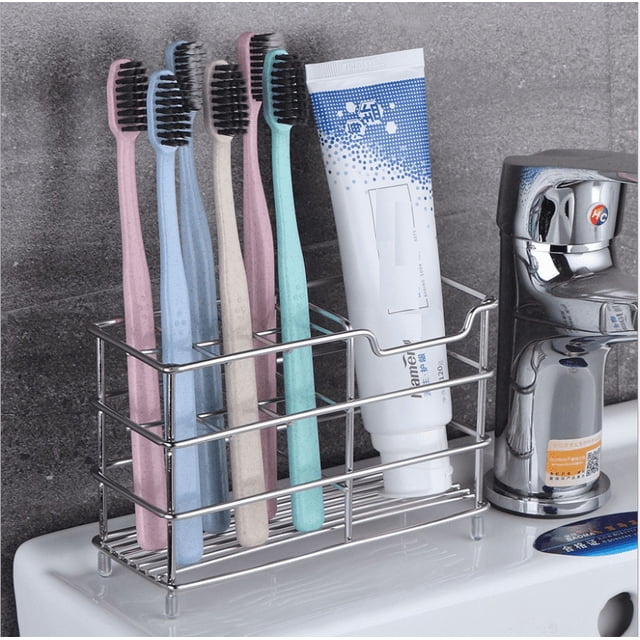 Portacepillos de dientes, portacepillos de dientes multifuncional de acero inoxidable resistente al óxido para baño