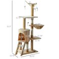 thumbnail image 4 of 52 inch Multi Storey Cat Tree Tower, Grab Bar Rest Apartment with Hammock, Beige, 4 of 8