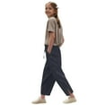 thumbnail image 4 of Mwjwdo 2025 Linen Pants Big Girls High Waist Elastic Drawstring Lounge Trousers Kids Casual Lightweight Side Split Summer Beach Pants Dark Gray 10 Years, 4 of 7
