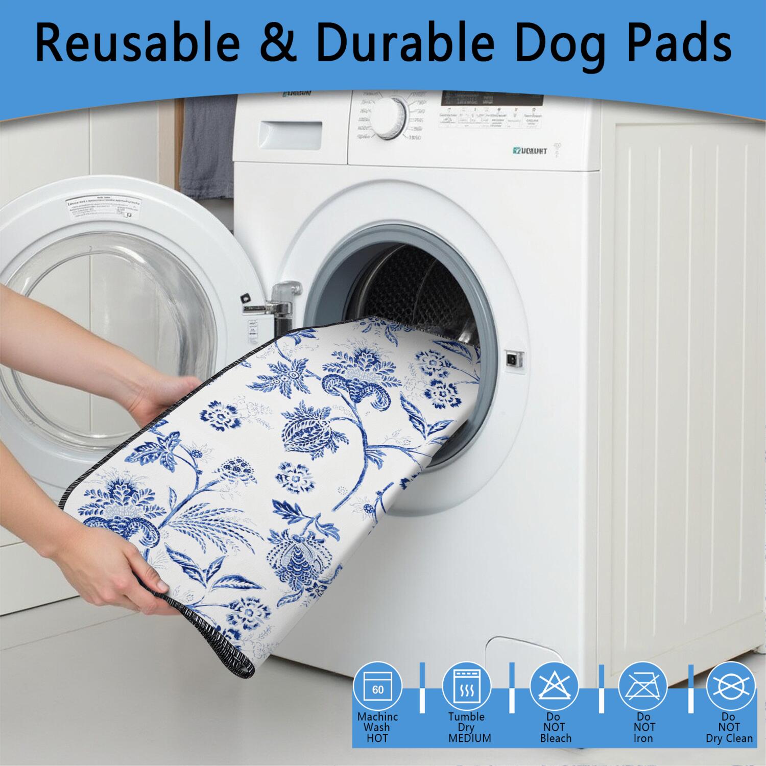 Reusable Pet Training Mats with Daisies, 2-Pack Washable Pads Featuring Multi-Layer Protection System and Quick-Absorb Technology