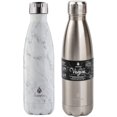 thumbnail image 1 of Manna Vogue Bouteille Isolée en Acier Inoxydable – Lot de 2, 17 oz (500 ml), Marbre Blanc & Acier Inoxydable, 1 of 3