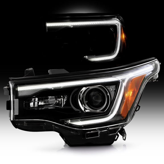 For 2017-2019 GMC Acadia w/LED DRL Black Halogen Headlight Headlamp Driver Side