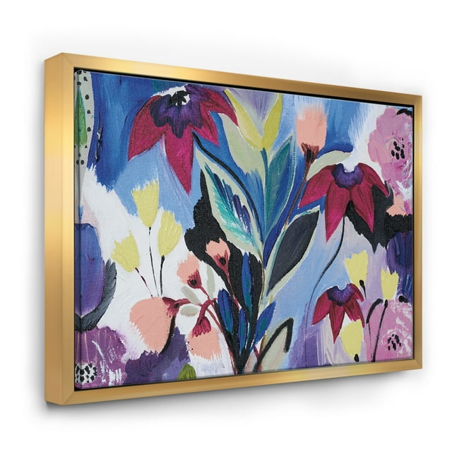 Composition Florale Bleue et Violette II - Toile Florale Encadrée