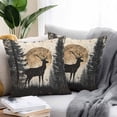 thumbnail image 2 of Deer Outdoor Pillow Covers Pack of 2 Elk Silhouette Forest Vintage Waterproof Throw Pillow Covers Decorative Cushion Cases for Patio Garden Tent Balcony Couch 20x20 inch, 2 of 8