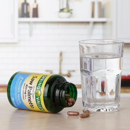 Spring Valley Whole Herb Saw Palmetto Dietary Supplement, 450 mg, 200 count