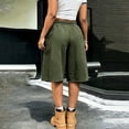 thumbnail image 6 of Resicozy Womens Wide Leg Sweat Bermuda Shorts Drawstring Elastic Waist Hem Casual Lounge Shorts with Pockets Army Green 2XL, 6 of 6