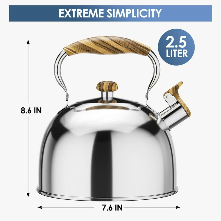 MaxGear Stovetop Whistling Tea Kettle 2.5 Liter Food-Grade