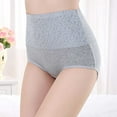 thumbnail image 2 of AWZXDE Womens High Waist Lace Trim Solid Color Breathable Plus Size Wide Band Triangle Briefs Plus Size Underwear For Women Grey, 2 of 5