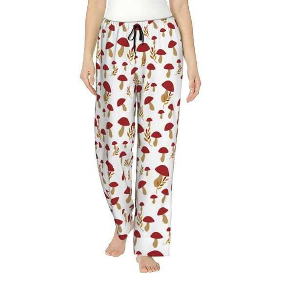 Rateoe Red Mushroom Pattern Women’s Ultra-Soft Comfy Pajama Lounge Pants Sleepwear,Comfortable Lounge Wear,lightweight Pajamas, Casual Home Wear-Small