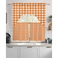 thumbnail image 2 of Orange Kitchen Curtains Sets 36 Inch Length with Valance, Country French Rustic Buffalo Plaid Modern Art Swag Valances and Tiers Curtain Set Drapes Swag Curtains for Living Room, Bathroom, Bedroom, 2 of 6