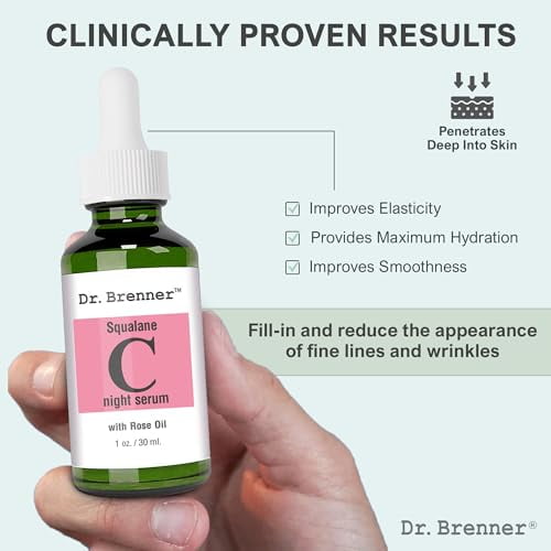Vitamin C Serum (Tetrahexyldecyl Ascorbate) Night Oil Treatment With Squalane and Pure Rose Oil for Firmer, Glowing Skin, by Dr. Brenner 1 oz.