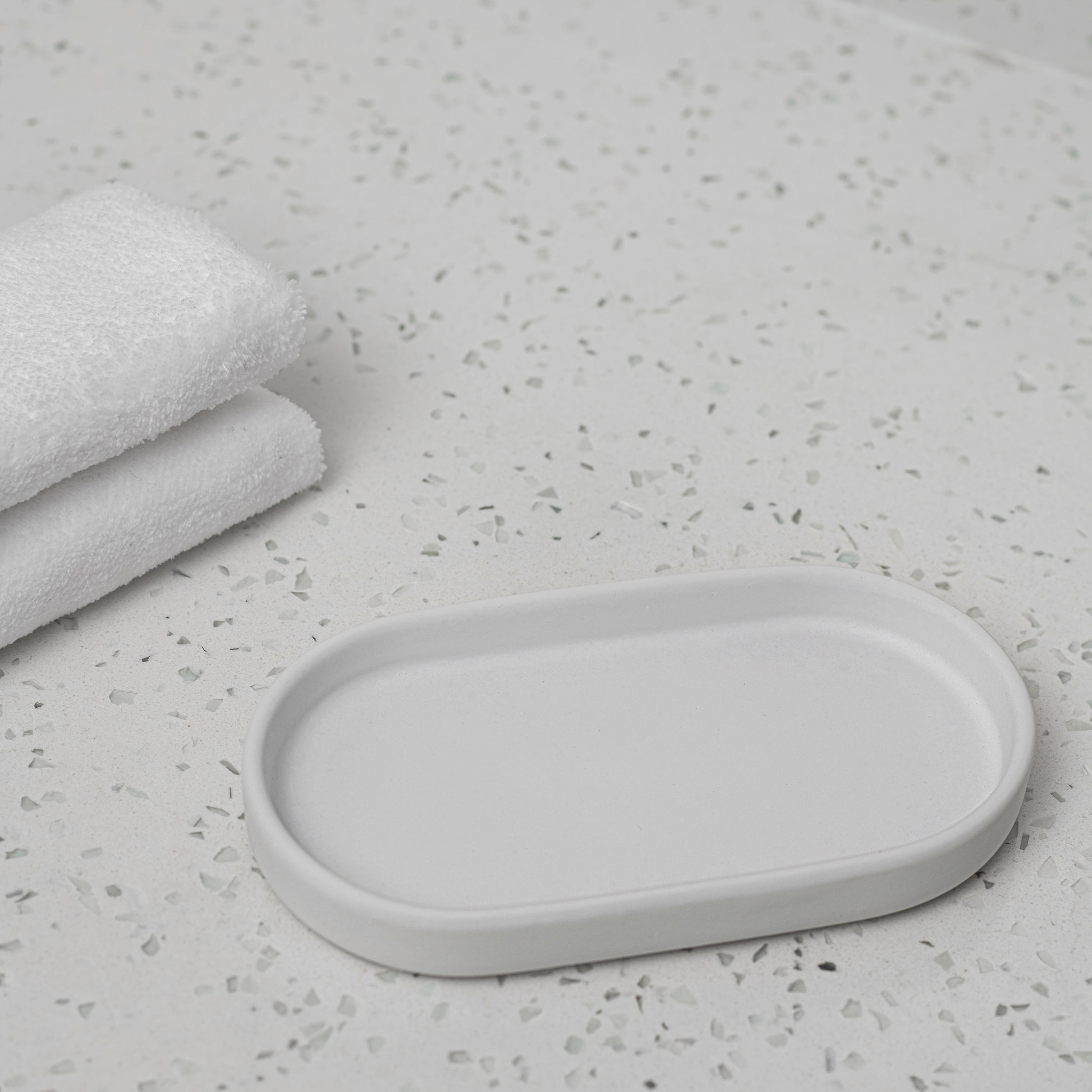 Mainstays Ceramic Stoneware Bath Accessories 3-Piece Set, White – Soap Pump Dispenser, Tumbler, and Accessory Tray