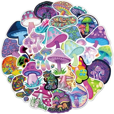 Mushroom Stickers 50 Pcs, Trippy Vinyl Decal, Waterproof Cool Sticker Pack Perfect for Water Bottle, Laptop, MacBook, Phone, Hydro Flask