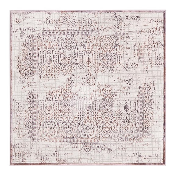 Unique Loom Aberdeen Collection Area Rug - Stanhope (5' 3" Square Violet/Light Brown)