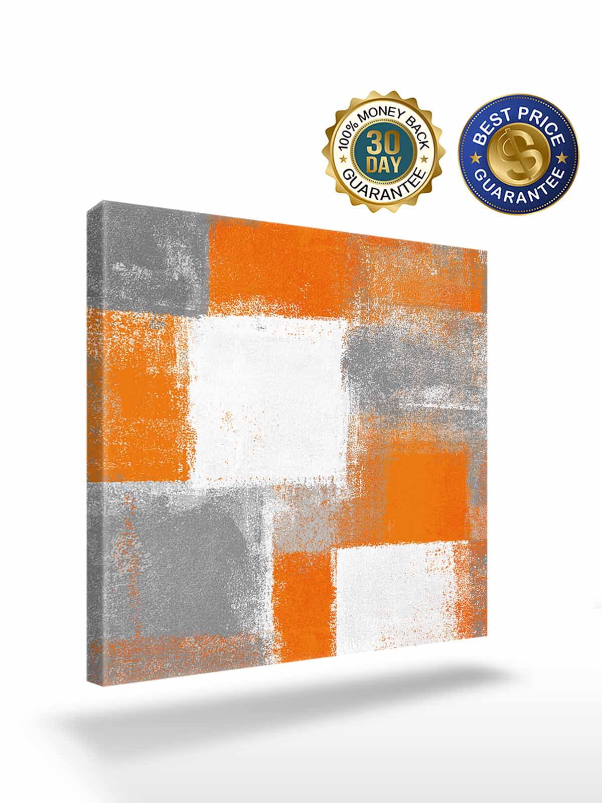 Orange Grey Abstract Art Canvas Wall Art, White Graffiti Retro Gradient Framed Wall Decor Modern Artwork Prints Painting for Living Room, Bedroom, Kitchen & Cafe Decor 16x16 Inch
