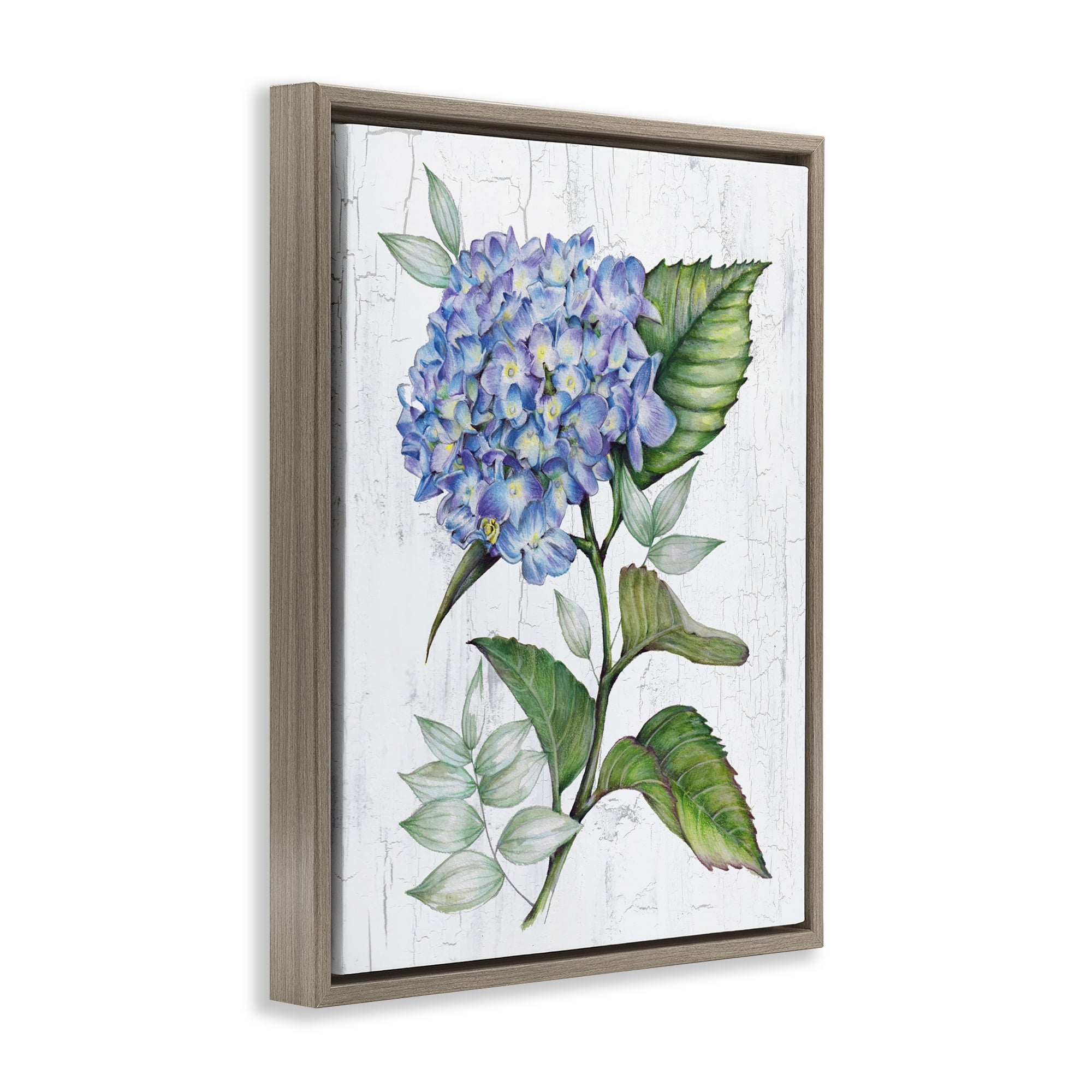 Stupell Industries English Manor Hydrangea Plants & Flowers Painting Brown Floater Framed Canvas Art Print Wall Art, 17 x 21